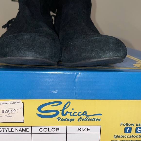 SBICCA FRINGE BOHO/WESTERN BLACK SUEDE KNEE HIGH BOOT LIKE NEW SIZE 6.5 - Picture 9 of 12